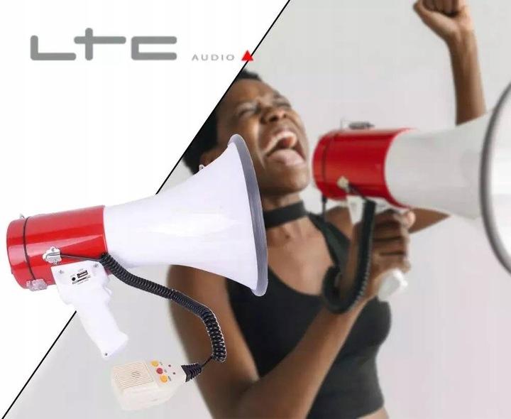 Profesjonalny MEGAFON 50W USB SD MP3 akumulator