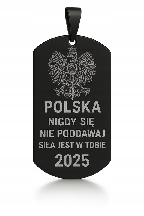 Czarny łańcuszek męski nieśmiertelnik stal chirurgiczna 316l grawer
