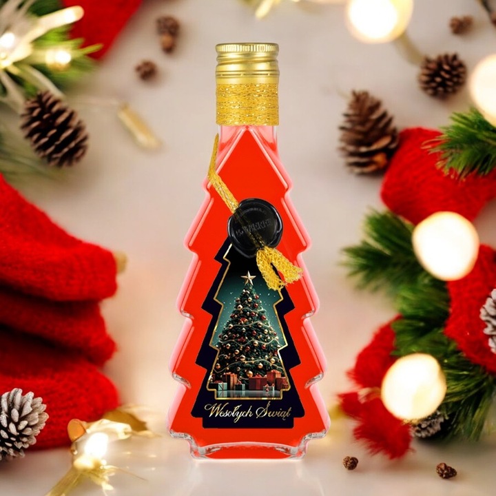 5x Butelki CHOINKA 500ml ZDOBIONA ŚWIĄTECZNA butelki na święta prezent