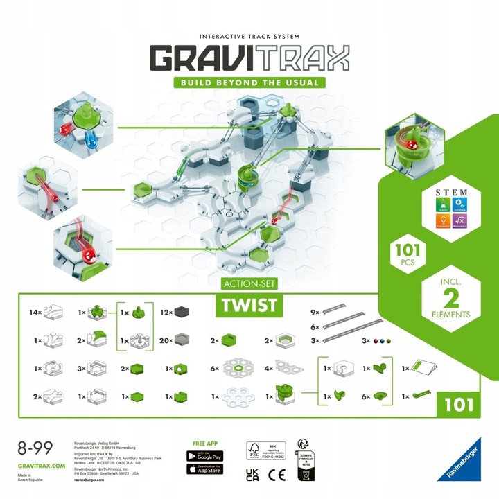 GraviTrax Zestaw startowy Twist Edycja Specjalna Klocki Tor Kulkowy