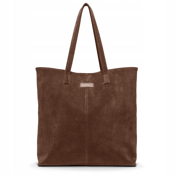 PUCCINI Torebka Damska Shopper Duża Ekologiczny Zamsz Brązowa BK2251034D-2