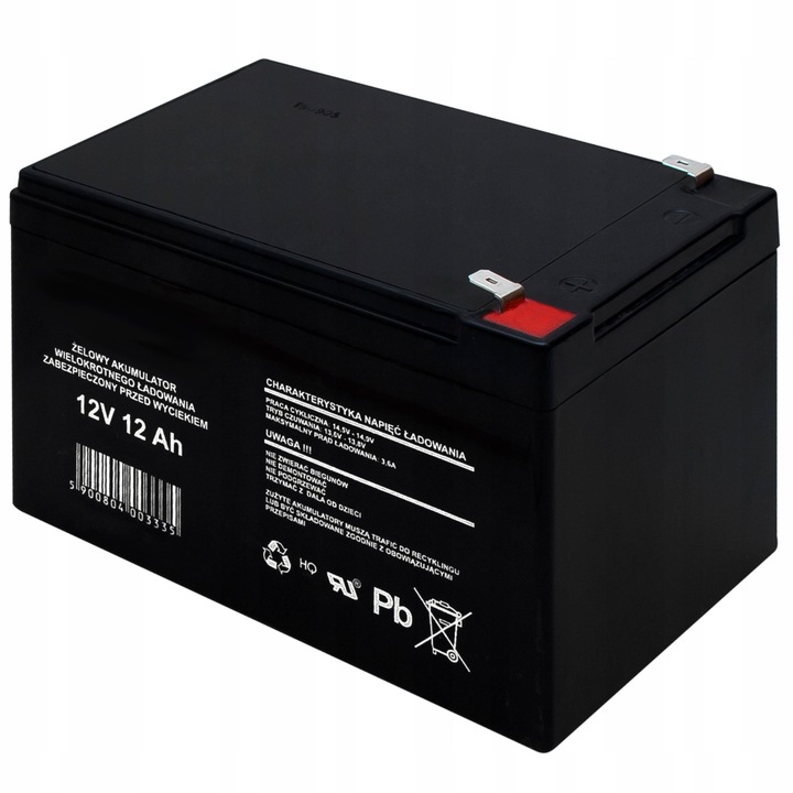 AKUMULATOR ŻELOWY 12V 12Ah UPS BEZOBSŁUGOWY ALARMY (WYMIAR 10Ah 14Ah 15Ah)