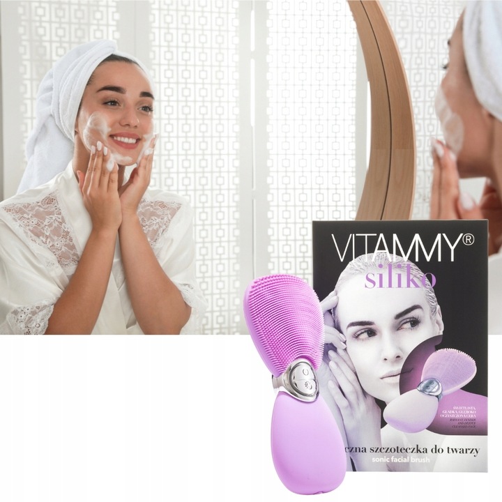 SONICZNA SZCZOTECZKA DO TWARZY PODGRZEWANA MASAŻER 2PROGRAMY VITAMMY SILIKO
