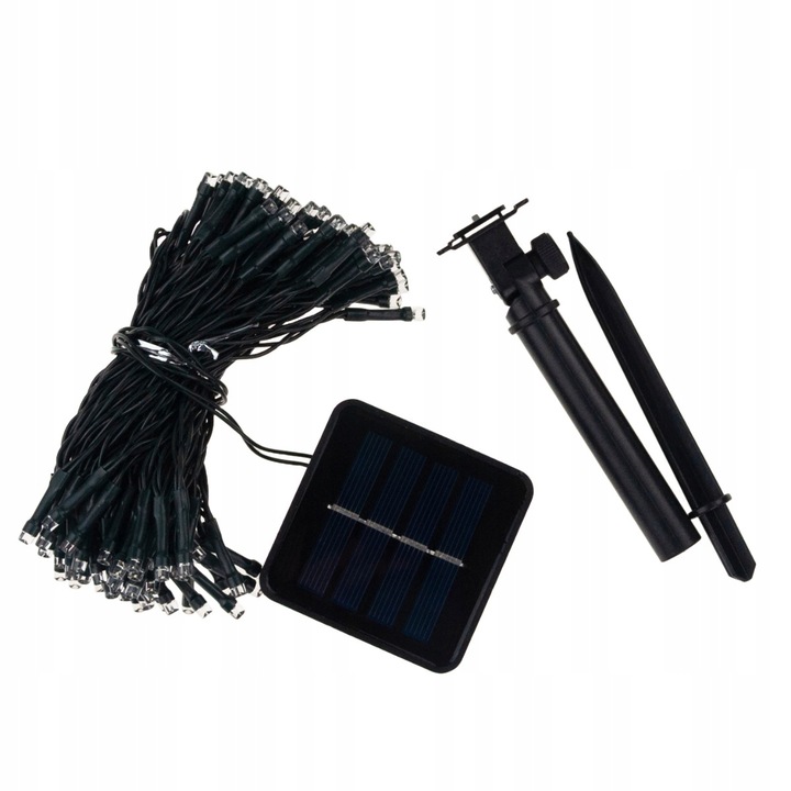LAMPKI CHOINKOWE SOLARNE 500 LED 52m GIRLANDA ZIMNE BIAŁE 8 FUNKCJI