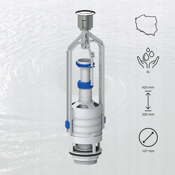 Zawór Spustowy do Spłuczki CERSANIT ROCA KOŁO Start + Zestaw Naprawczy WC