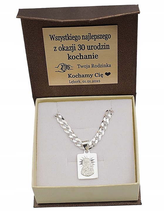 Łańcuszek Srebrny Męski Pancerka 5,00 mm z Medalikiem pr 925 Grawer Gratis