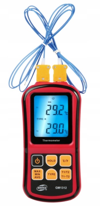 CYFROWY TERMOMETR 2x TERMOPARA TYPU K do 1372 st. KOMPATYBILNA J,K,T,E,N,R
