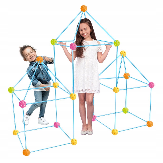 KLOCKI KONSTRUKCYJNE DO BUDOWANIA BAZY XXL DLA DZIECI RURKI SŁOMKI 340 EL