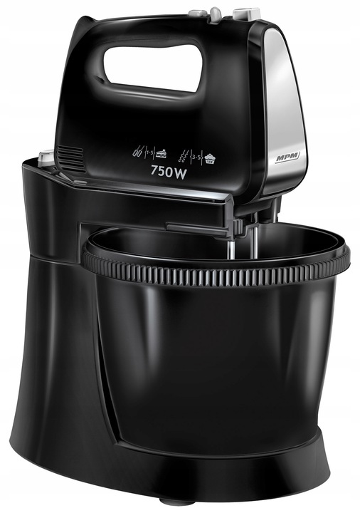 Mikser ręczny 2 misy obrotowe zestaw czarny MPM MMR-22Z/C 750W