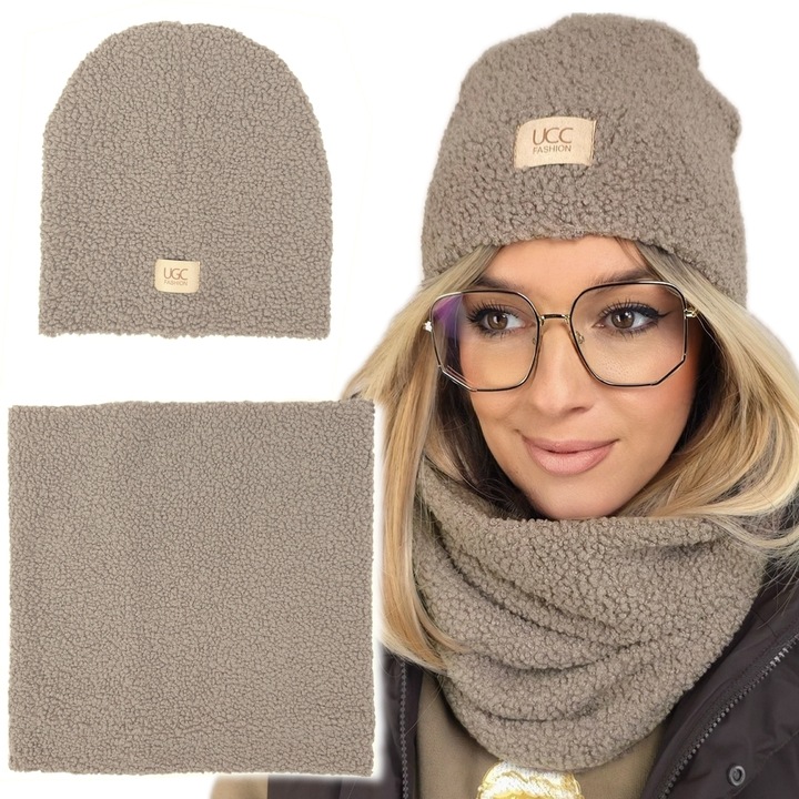 KOMPLET zimowy damski CZAPKA i KOMIN szal MODNY BARANEK BUKLA NOWE KOLORY