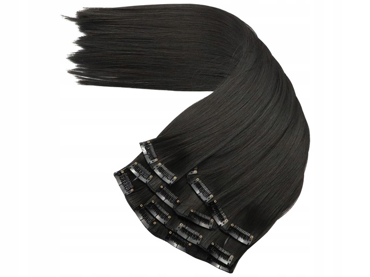 DOCZEPIANE WŁOSY Clip In Jak Naturalne Dopinki Proste Długie 6 Taśm 60 cm