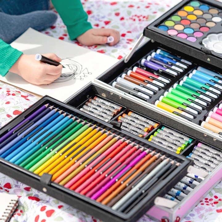 Zestaw Artystyczny, walizka z lamą, 145 elementów RAGI - RÓŻOWY