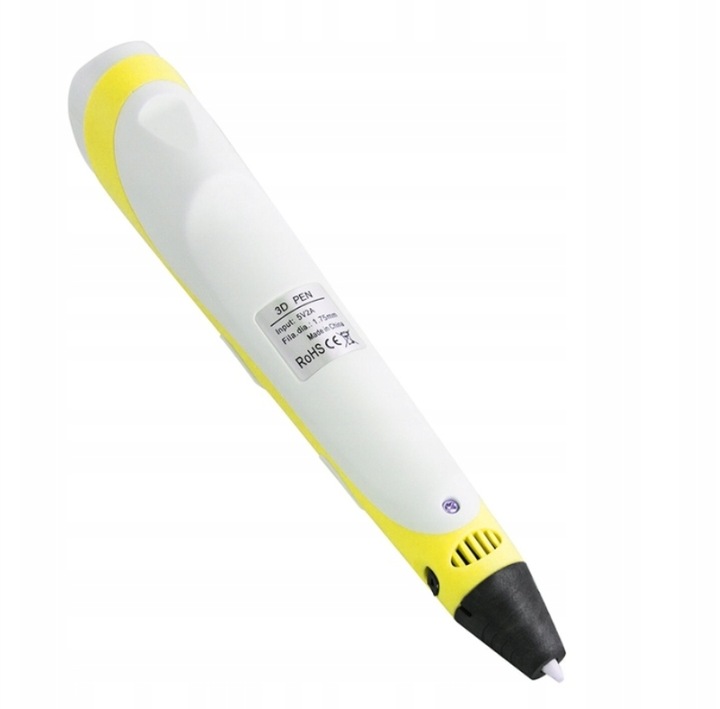 NAJNOWSZY DŁUGOPIS 3D DLA DZIECI DRUKARKA 3D PEN MAGICZNY ŻÓŁTY + WKŁAD 10M