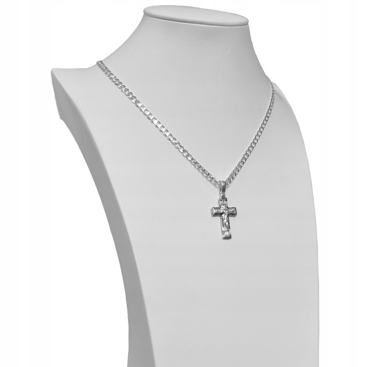 Prawosławny Krzyż srebrny pr.925 z Modlitwą i Jezusem Chrystusem Dwustronny