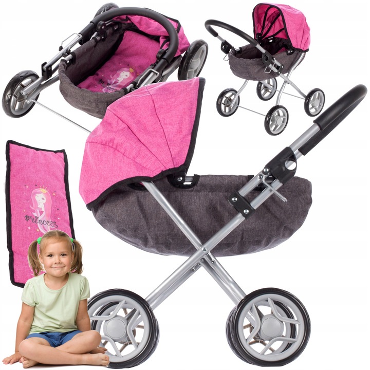 WÓZEK GŁĘBOKI DLA LALEK GONDOLA SKŁADANY I LEKKI PREZENT DLA DZIEWCZYNKI