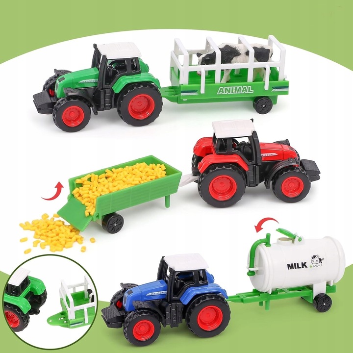 Mega Farma Gospodarstwo STODOŁA OBORA FGURKI ZWIERZĘTA DROGA + 3 TRAKTORY
