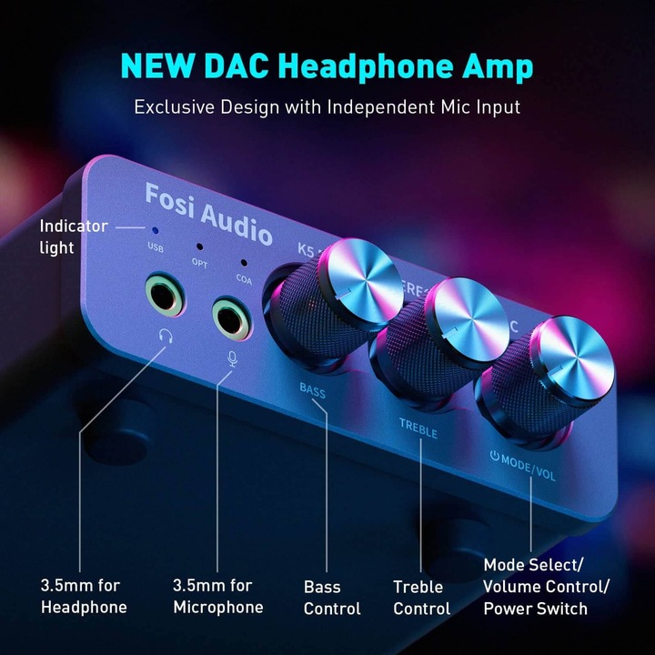 Fosi Audio K5 Pro - DAC/AMP | Plug and Play | Gaming DAC