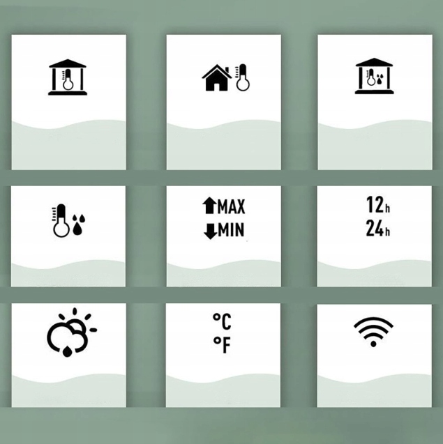 STACJA POGODY WiFi 3 CZUJNIKI UV hPa TEMP WILGOTNOŚĆ FAZY KSIĘŻYCA BUDZIK