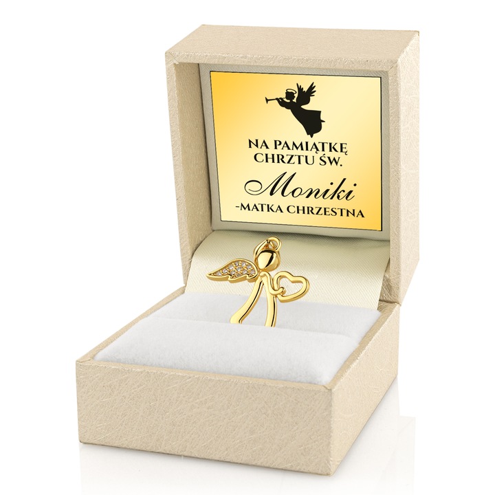 Medalik Pozłacany Aniołek pr. 925 na Pamiątkę Chrztu Świętego dla Dziecka