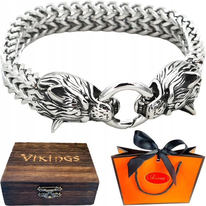 Bransoletka męska VIKING pudełko torebka prezentowa dla mężczyzny 21,5 cm