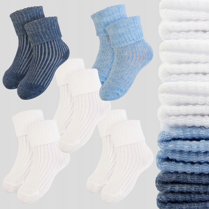 5-pak DELIKATNE BEZUCISKOWE bawełniane skarpetki NIEMOWLĘCE 0-3m r. 56