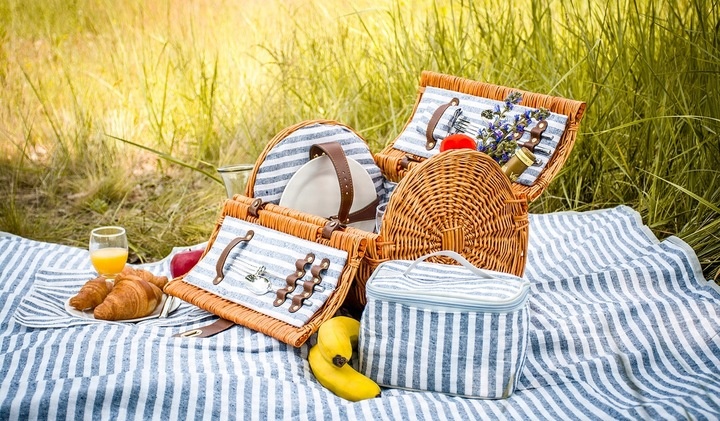 PLECIONY KOSZ PIKNIKOWY WIKLINOWY DLA 2 TERMOTORBA KOCYK IZOLACJA SZTUĆCE