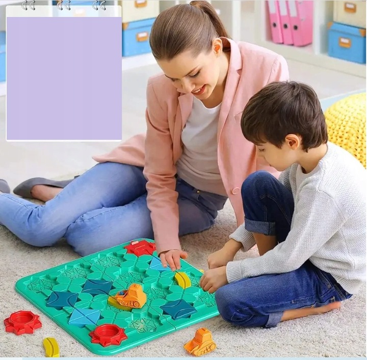 GRA LOGICZNA PLANSZOWA UKŁADANKA LABIRYNT BUDOWANIE DROGI NA PREZENT KLOCKI