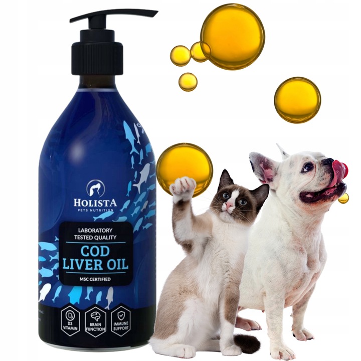 HOLISTA Cod Liver Oil 500 ml Tran z dorsza dla psa i kota SUPLEMENT