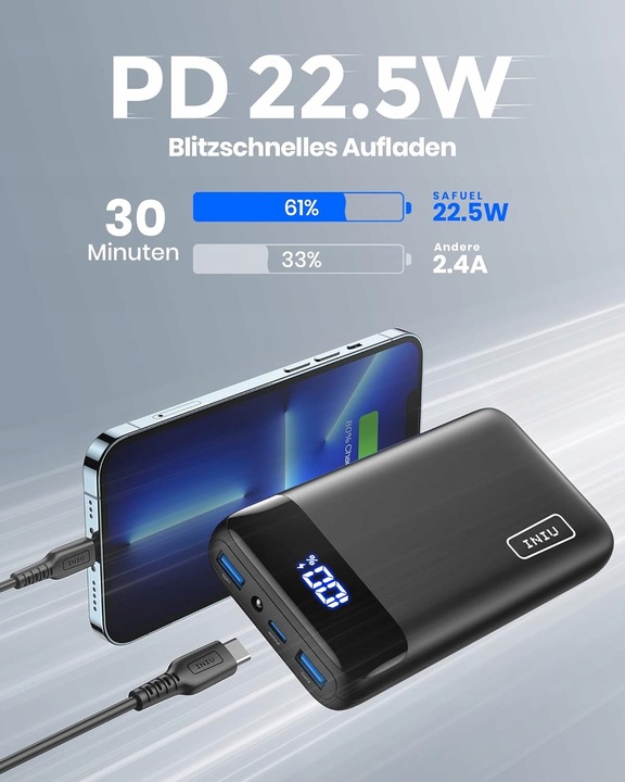 INIU kompaktowy powerbank 20000mAh Dual 3A USB-C do telefonu komórkowego