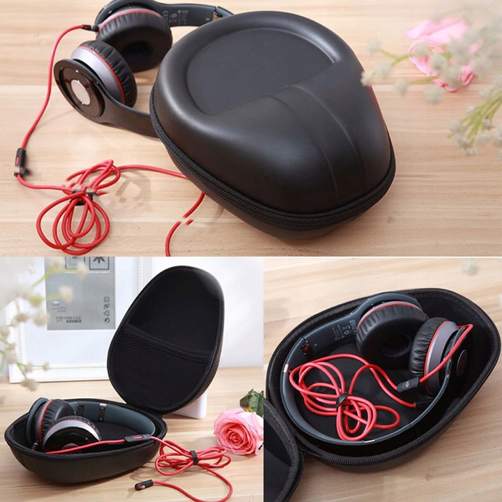 Etui na DUŻE słuchawki z zamkiem błyskawicznym twarde miękki środek H4