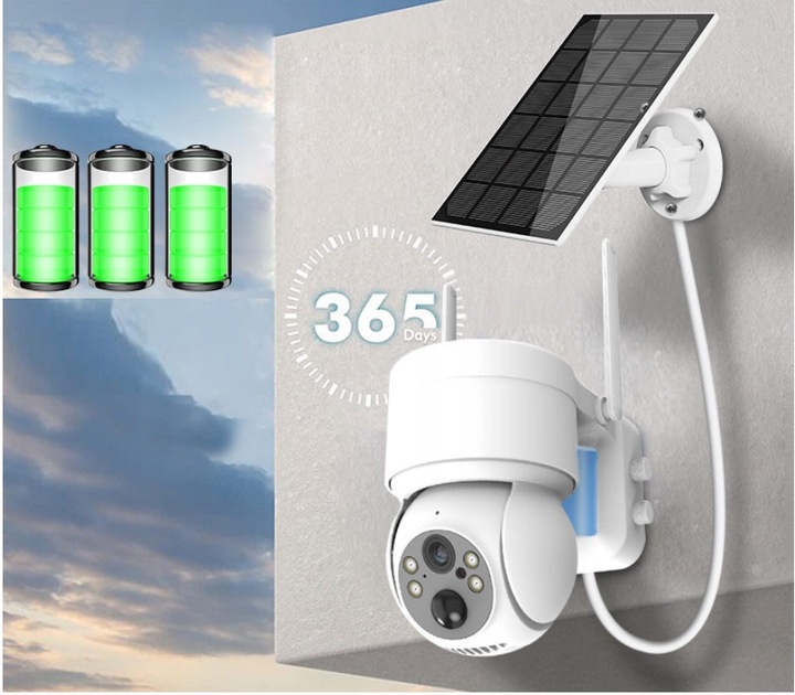 SOLARNA KAMERA WIFI 4MPX SMART ZEWNĘTRZNA OBROTOWA IP BEZPRZEWODOWA ALARM
