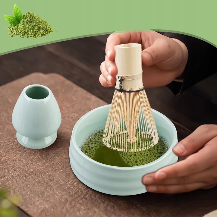 ZESTAW DO MATCHY Z MIOTEŁKA DO MATCHY I ŁYŻKĄ, JAPOŃSKA HERBATA MATCHA