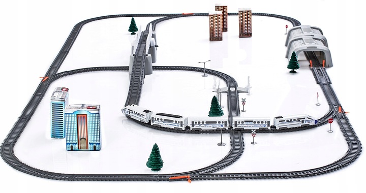 Kolejka elektryczna OGROMNY TOR MOST TUNEL 914cm Pociąg na baterie XXL