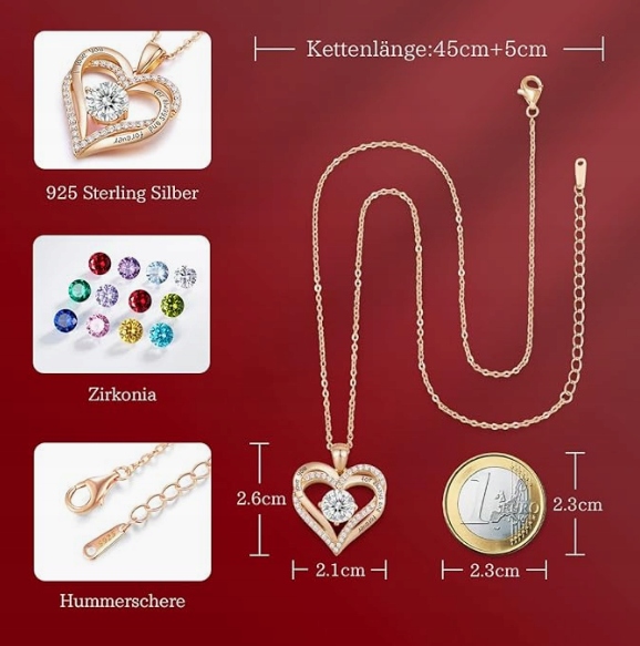 NASZYJNIK SREBRNY 925 + WISIOREK SERDUSZKO, PROJEKTOWANIE MARKI CDE