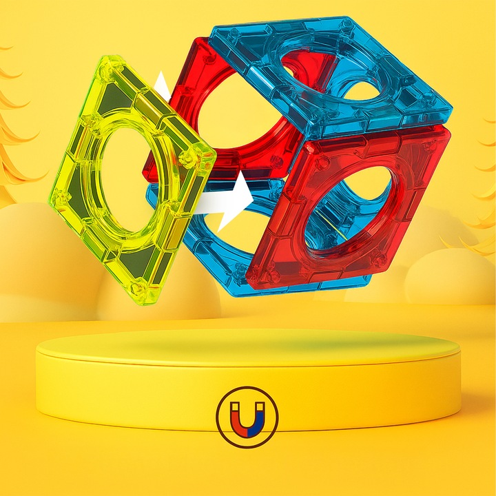 Klocki Magnetyczne Świecące Konstrukcyjne Tor Kulkowy Zestaw 75 elementów