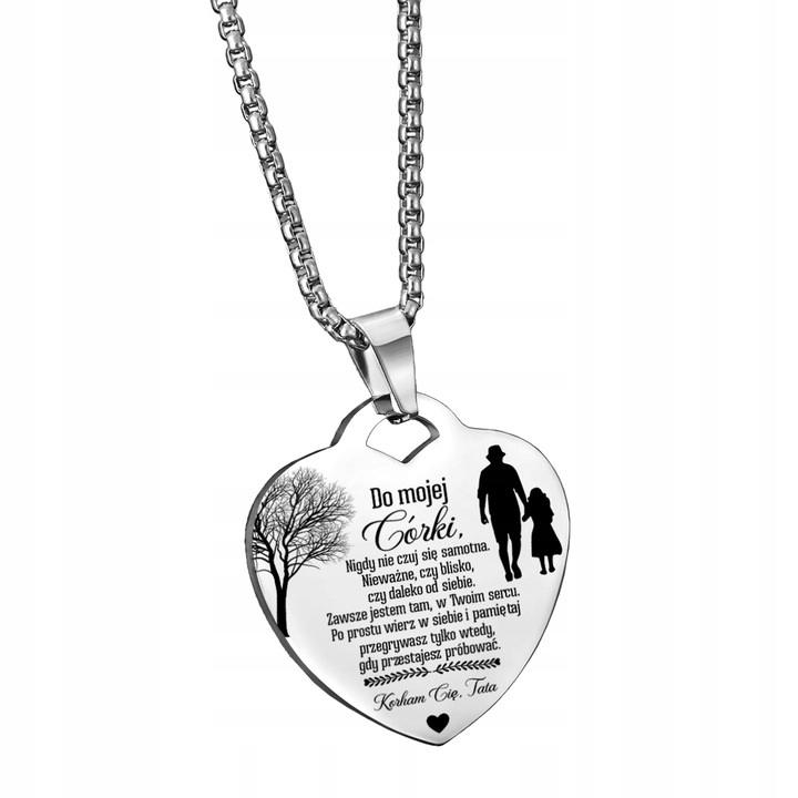 Łańcuszek ZAWIESZKA Serce Srebrny NASZYJNIK Dla CÓRKI od Taty GRAWER BOX