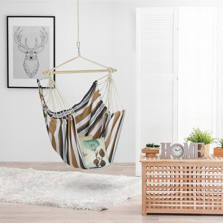 HAMAK FOTEL WISZĄCY OGRODOWY BRAZYLIJSKI BUJANY HUŚTAWKA KOKON BRĄZOWY