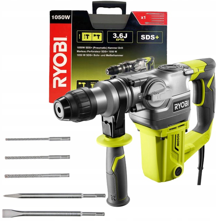 RYOBI MŁOT UDAROWY MŁOTOWIERTARKA 1050W 3,6 J RSDS1050-K +WALIZKA+DŁUTA