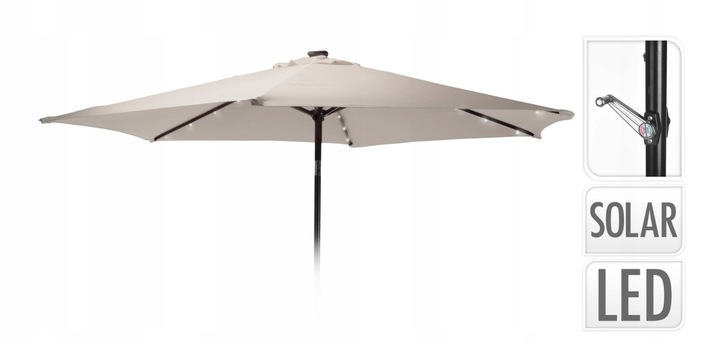 Parasol ogrodowy z oświetleniem LED 270cm beżowy z