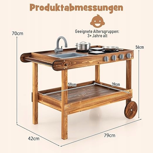 Kuchnia błotna dla dzieci z uchwytem brązowa