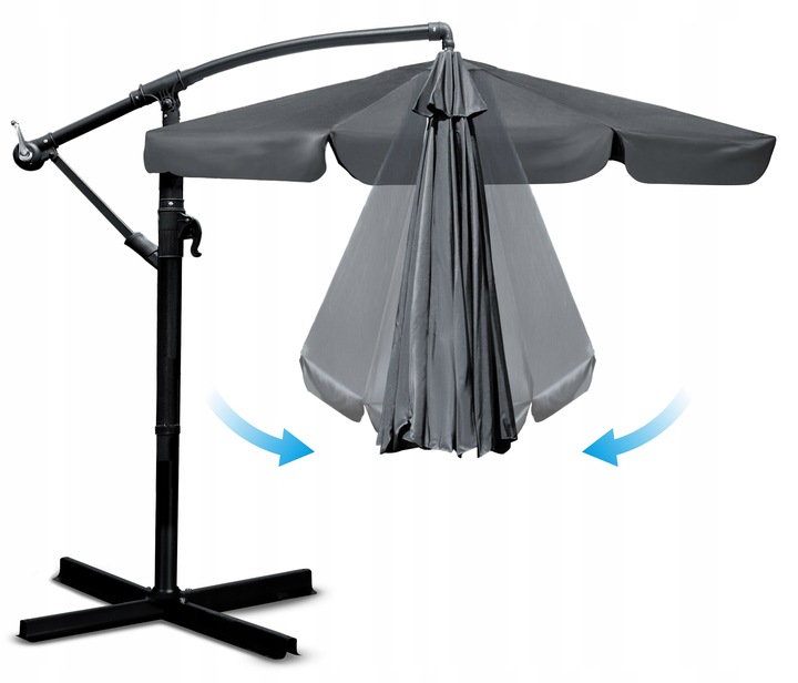 Parasol ogrodowy duży składany z wysięgnikiem pokrowiec 8 segmentów Ø 350cm