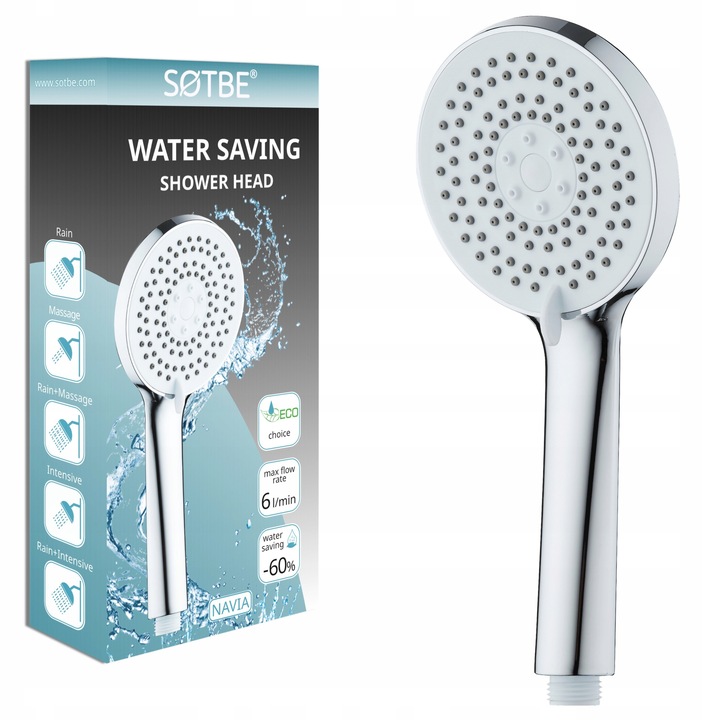 Wodooszczędna słuchawka prysznicowa 5 zakresowa wielofunkcyjna anti-calc