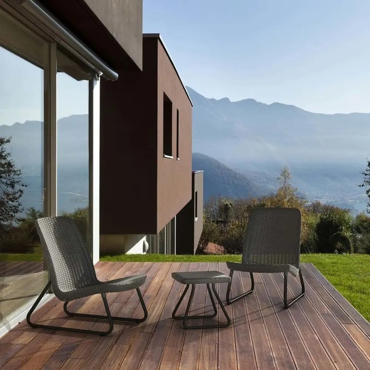 Zestaw Mebli Keter dla 2 osób RIO PATIO SET FOTELE I STOLIK ANTRACYT