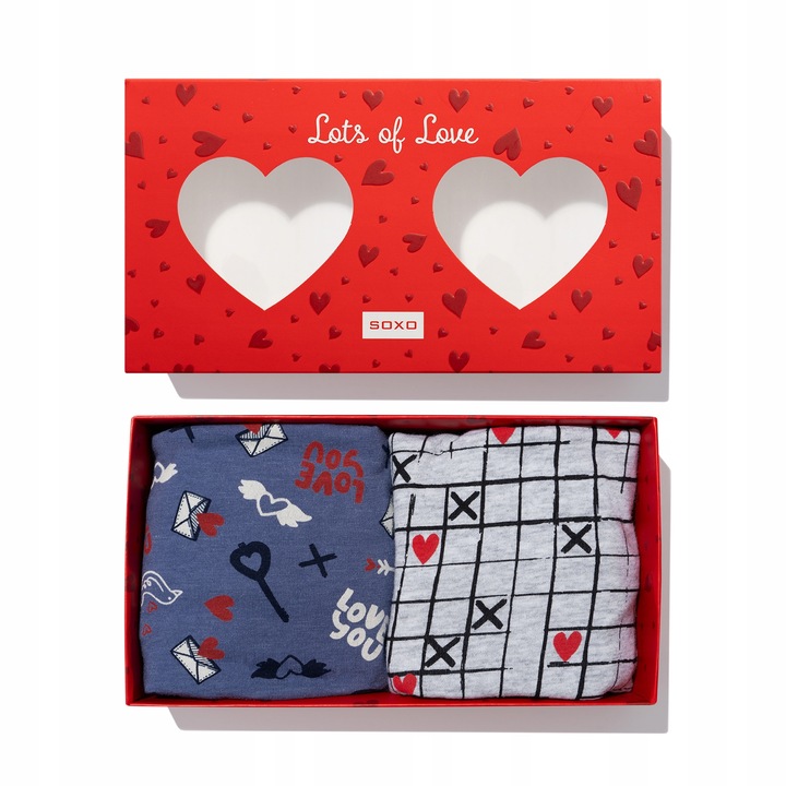 Kolorowe bokserki męskie SERCA SOXO prezent dla chłopaka na WALENTYNKI r. L