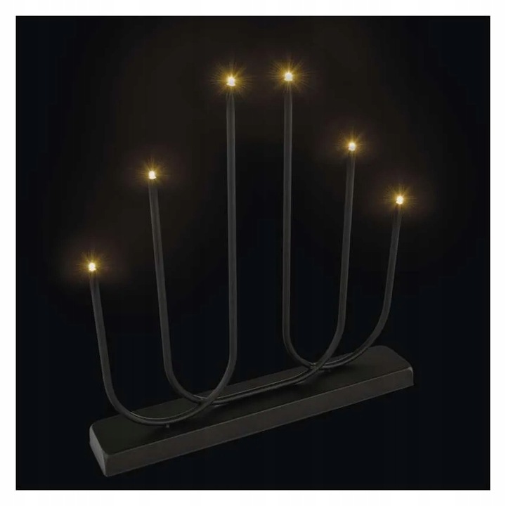 Świecznik świąteczny 6 LED 40 cm 2x AA metal ciepła biel IP20 timer EMOS