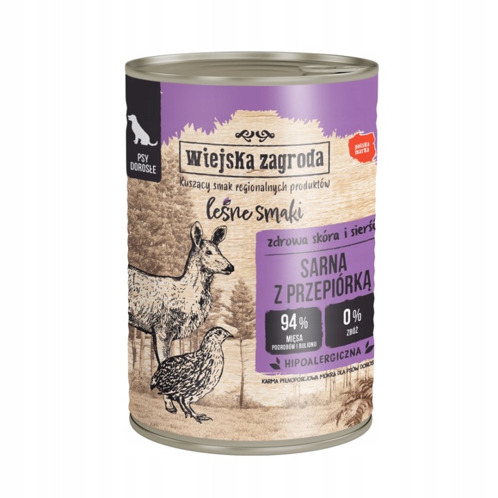 WIEJSKA ZAGRODA MOKRA KARMA DLA PSA LEŚNE SMAKI BOGATY MIX SMAKÓW 5 X 400 G