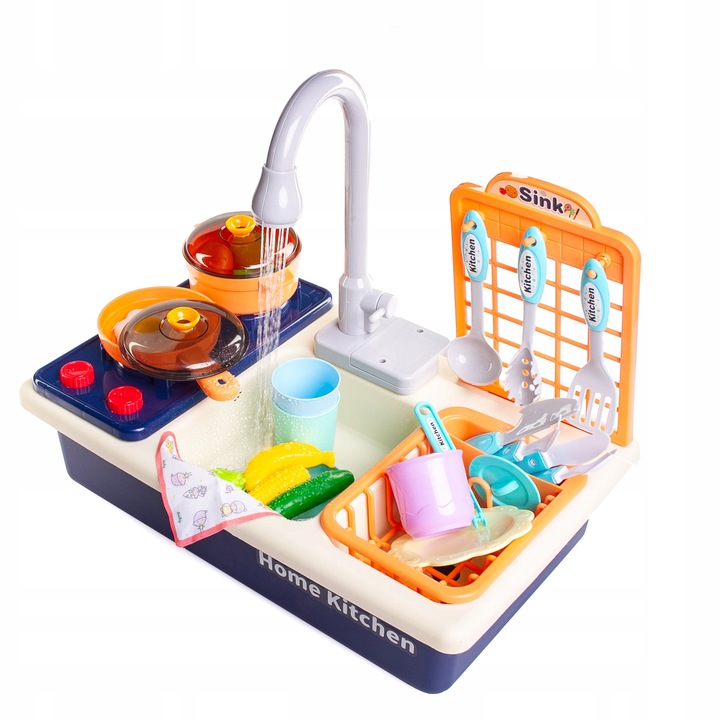 ZLEW ZLEWOZMYWAK kuchenka kuchnia dla dzieci palniki kran z wodą GARNKI