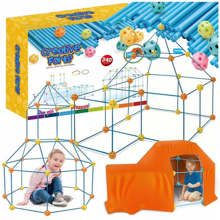 KLOCKI KONSTRUKCYJNE DO BUDOWANIA BAZY XXL DLA DZIECI RURKI SŁOMKI 340 EL