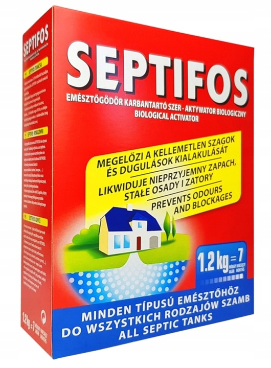 SEPTIFOS 1,2kg + ŻEL WC 750ml BAKTERIE DO SZAMBA