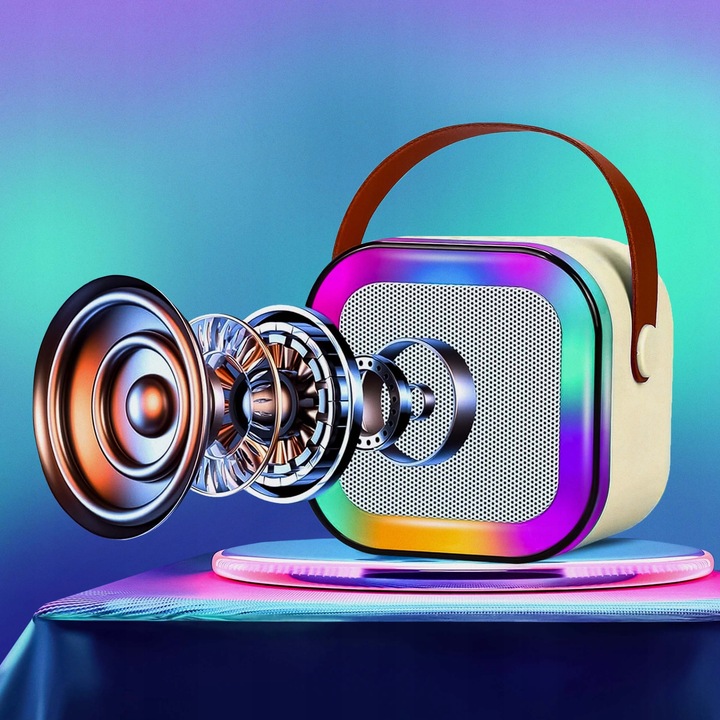 ZESTAW KARAOKE MIKROFON KARAOKE GŁOŚNIK BLUETOOTH RGB DWA MIKROFONY USB 2